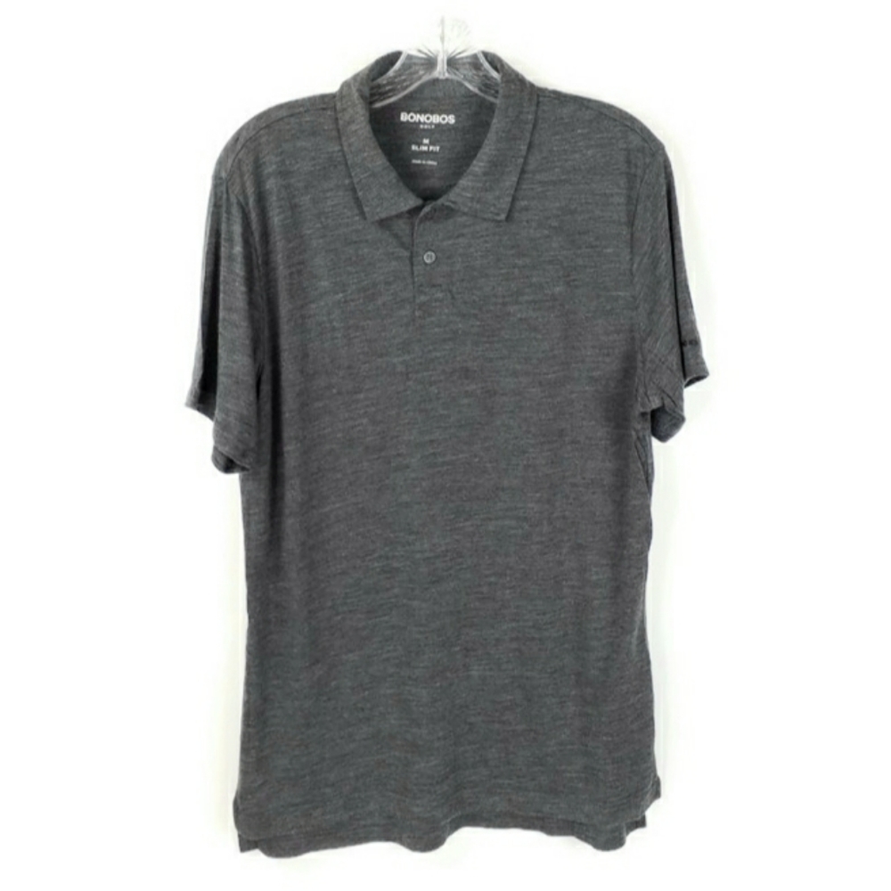 Bonobos Golf Dark Heathered Gray Slim Fit Short Sleeve Polo Shirt Mens Medium
